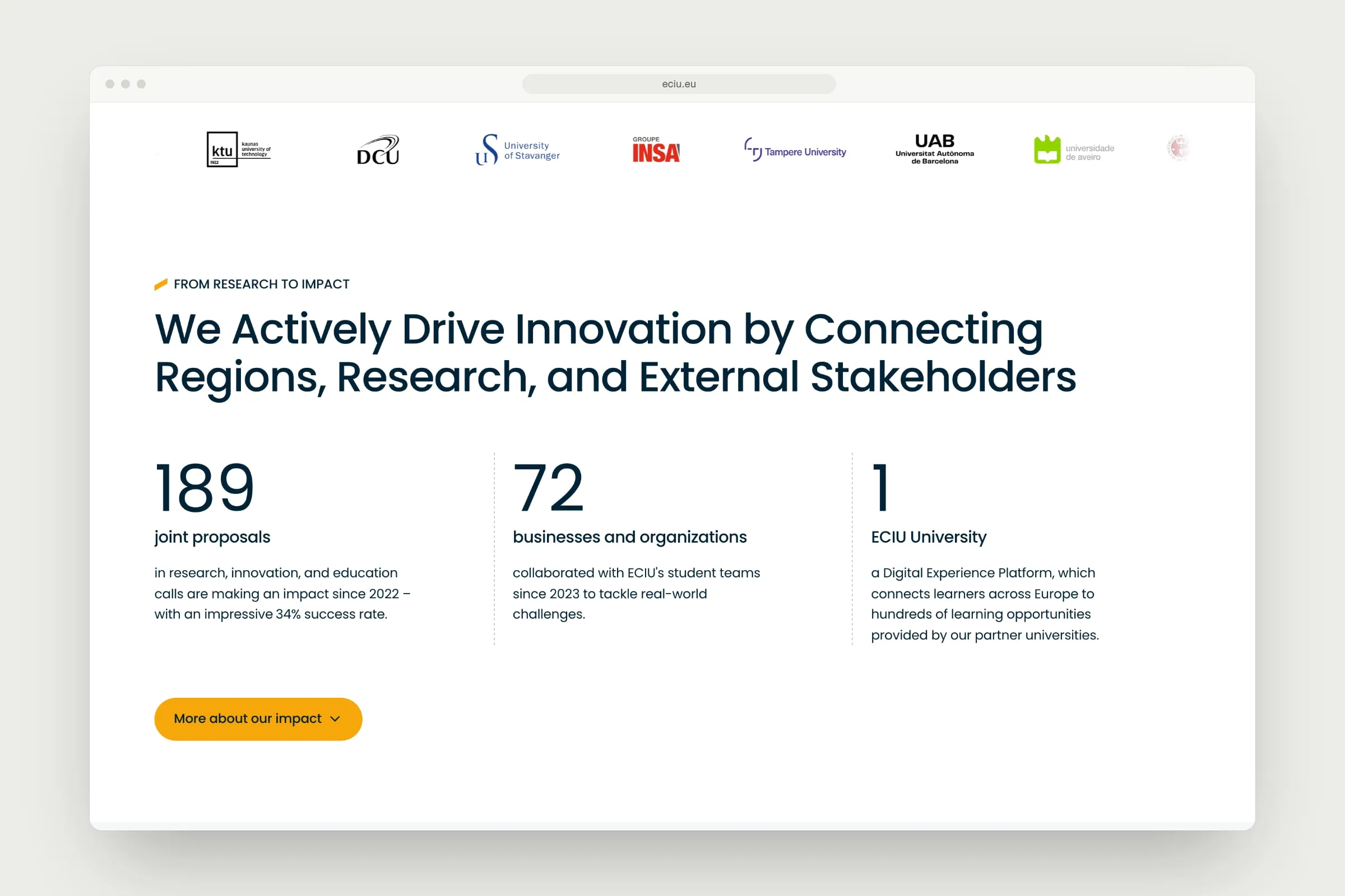 The impact section of the new ECIU website