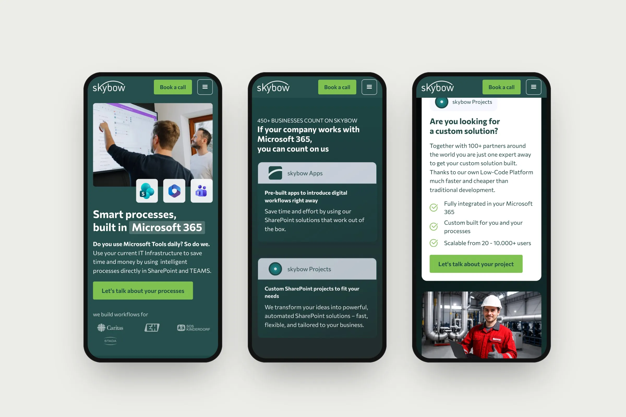 The skybow website on mobile